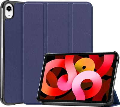 Hoesje Geschikt voor Apple iPad Air 5 (2022) - 10.9 inch - 5e Generatie - M1 - Dun & Stevig - Trifold Bookcase - Hard Cover - Hardcover Book Case - Tablet Hoes - Donkerblauw