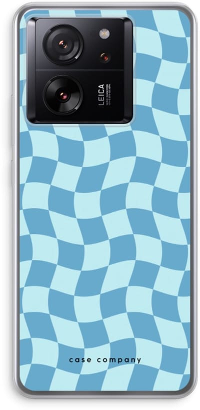 Case Company® - Hoesje geschikt voor Xiaomi 13T Pro hoesje - Grid Blauw - Soft Cover Telefoonhoesje - Bescherming aan alle Kanten en Schermrand