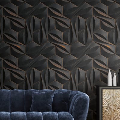 Fotobehang Profhome 391791-GU vliesbehang hardvinyl warmdruk in reliëf glad 3D mat antraciet zwartgrijs goud bronzen 1,59 m x 2,8 m