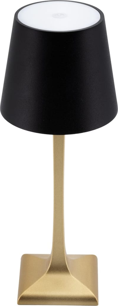 Securit - Tafellamp Oplaadbaar - Roma | 12-15 hrs Brandduur | Dimbaar | Draadloos | 28cm | Zwart, goud