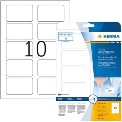 Herma 4412 Naametiketten 80 x 50 mm Acetaatzijde Wit 250 stuk(s) Weer verwijderbaar Laser (zwart/wit), Laser (kleur), Kopiëren (zwart/wit), Kopiëren