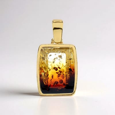 Cavill - 3 15 ct Baltische Barnsteen Hanger - 925 Sterling Zilver met Gouden Plating - Antiek Bloemenpatroon - Natuurlijke Edelsteen