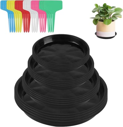Bloempot Onderzetters - Planten Schotels - Binnen Buiten Gebruik - Duurzaam Kunststof Materiaal - 12 16 18 22 cm - Zwart