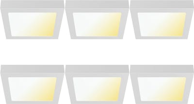 LED Downlight Opbouwspot 6 Stuks - Kingtron Thin - 12W 1120lm 120° Bundelhoek - Aanpasbare Lichtkleur 3000K-4000K-6500K - IP40 - Vierkant - Wit - Ø170x170mm