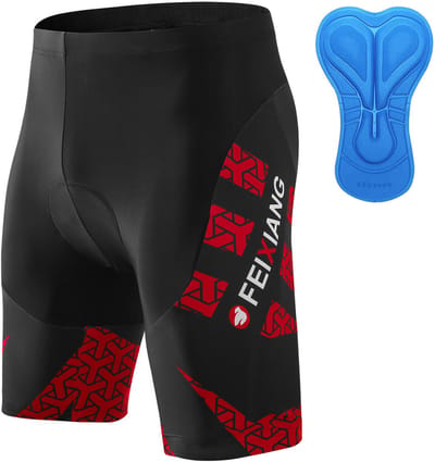 MEETYOO Fietsbroek Heren - Mtb Broek - Mountainbike - Fietskleding Short - Sportbroek Korte Fietsbroek Met Zeem 4D-Rood-XS