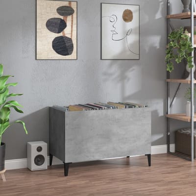 vidaXL - Platenkast - 74,5x38x48 - cm - bewerkt - hout - betongrijs