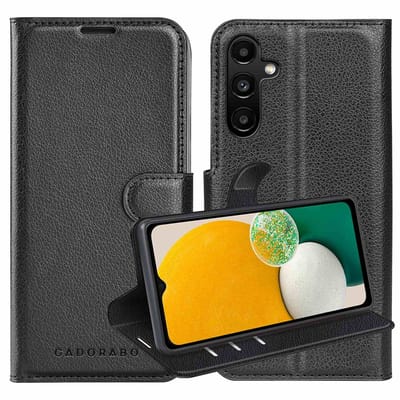 Cadorabo Hoesje geschikt voor Samsung Galaxy A13 5G in PHANTOM ZWART - Beschermhoes met magnetische sluiting, standfunctie en kaartvakje Book Case Cover Etui