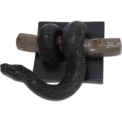 Sculpture de Serpent en Résine Python Réaliste Décor Mural Décoration de Jardin Suspendue Statue de Serpent 3D Ornement d'Art Résistant aux Intempéries noir