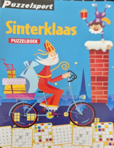 Puzzelsport Sinterklaas puzzelboek 48 pagina"s voor kinderen met woordzoeker sudoku doolhof kleurplaat zweedse cijfercode tellen legpuzzel