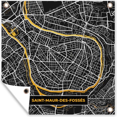 Tuin poster Kaart – Saint-Maur-des-Fossés - Plattegrond – Frankrijk – Stadskaart - 200x200 cm - Tuindoek