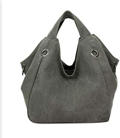 Dames Schoudertas - Casual Hobo Tas - Dagelijks Gebruik - Duurzaam Katoen Canvas - 35cm Hoog - Grijs