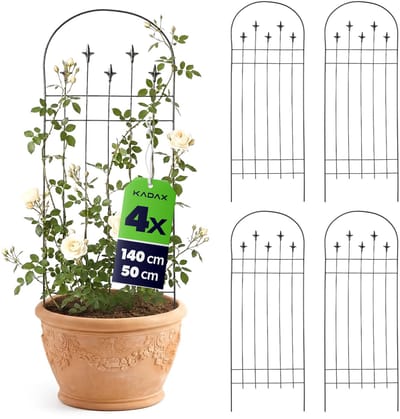 KADAX metalen trellis 50 x 140 cm, 4 stuks, klimhulp voor planten, trellis van gepoedercoat staal, plantensteun voor klimrozen clematis