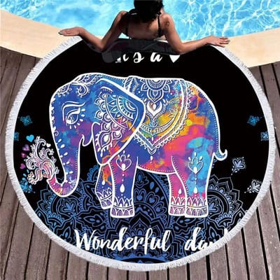 Zwemhanddoeken Buiten Strand Kwastje Handdoek Yoga Deken 3D Print Rond Wandkleed Strand Cover-up Bad Sjaal Dikke Kampeer Mat 150 x 150 cm