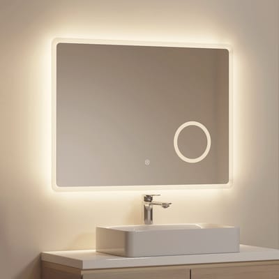 EMKE Badkamerspiegel - Anti Condens - 3 Lichtkleuren - Touch & Dimbaar - 3x Vergroting - Douchespiegel - 80x60 cm