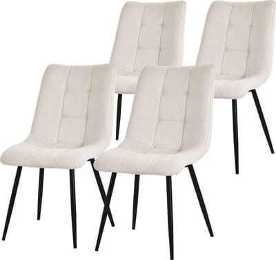 Eetkamerstoelen set van 4 Keukenstoel beige met polyester hoes en stalen poten ML-Design