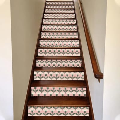 Vintage trapstickers met paardenbloemdesign - 15 stuks zelfklevende vinyl voor traptreden, waterdicht en aftrekbaar, ideaal voor vloer- en wanddecoratie, 100 x 18 cm