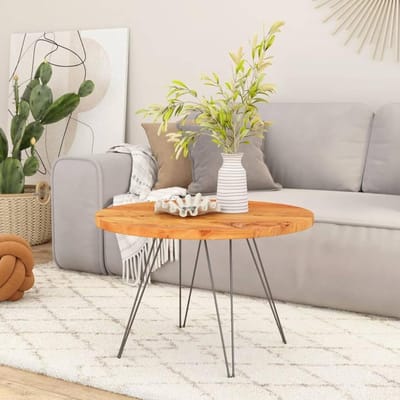 Tafelblad Massief Hout - Rond Blad - Tafel Opknappen - Natuurlijke Nerf - 90 cm Diameter - Bruin