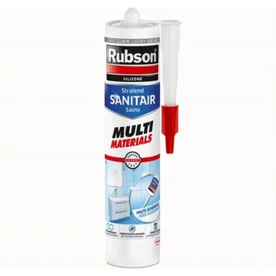 Rubson Sanitair Kit Multi-Materials Lichtgrijs 280 ml – Siliconenkit voor Badkamer – Schimmelbestendig & Waterdicht – Voor Douche, Bad & Sanitair Afdichting