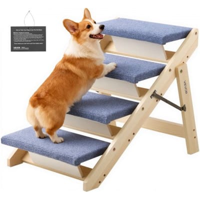 VEVOR Hondentrap 630x470x490 mm, 4-Treden Huisdierentrap, Opvouwbare Houten Trap, Geschikt voor Kleine, Middelgrote, Grote en Oudere Huisdieren, Evenals Puppy's Tot 68 Kg, Hondenladder voor Bedden, Banken en Auto's.
