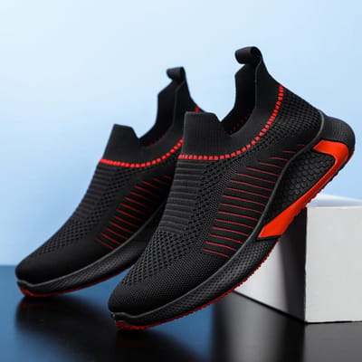 Casual Schoenen Nieuwe Herenschoenen Vliegend Geweven Ademende Casual Schoenen Student Comfortabel Hardlopen Trendy Schoenen Heren Sneaker 45 zwart