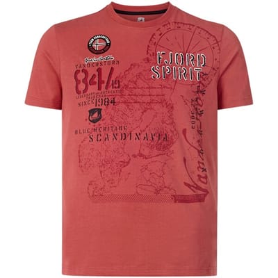 Jan Vanderstorm herren T-Shirt - 60/62 - rood - Plus Size