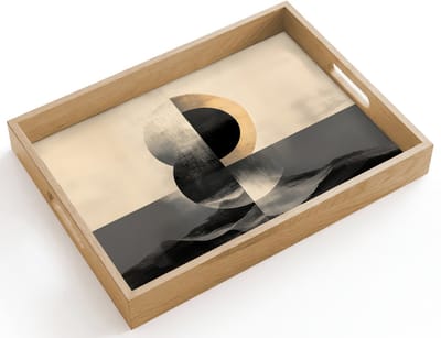 Dienblad hout 40x30 cm - Schootdienblad - Cirkels - Schaduw - Abstract - Borrelplank rechthoek - Plateau dienbladen