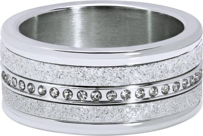 Quiges Dames Stapelring Set RVS Zirkonia Verzilverd - Maat 18 - Hoogte 6mm - SRS013S18