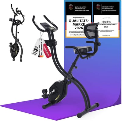 Hometrainer met rugleuning - Fitnessfiets thuis - Comfortabel trainen - Stille magneetweerstand - Opvouwbaar ontwerp - Zwart