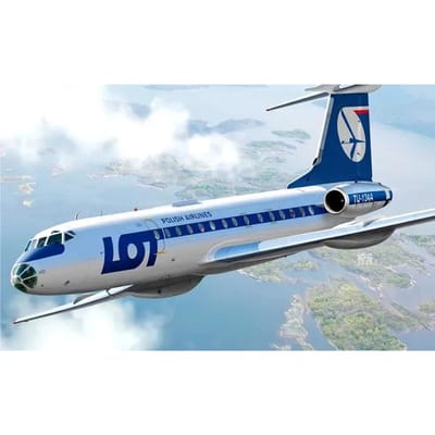 KP Model 1/144 Tu-134A Passagiersvliegtuig LOT Polish Airlines/Malev Hungarian Airlines Plastic Modelbouwpakket KPM14411 (Vliegtuig) gray