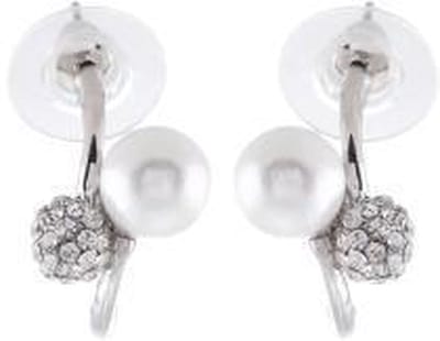 Behave - Oorstekers - Zilverkleur met parel en steentjes - Klassiek - 2 cm