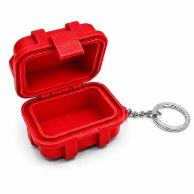 Mini Rugged Box Sleutelhanger Hardcase Opbergdoos 6x5x4 cm - Waterdichte Pocket Organizer - Mini Hardcase Voor Sleutels Geld Pillen SD Kaarten Schroeven En Kleine Accessoires - EDC Travel Case Voor Jas Tas En Auto - Rood