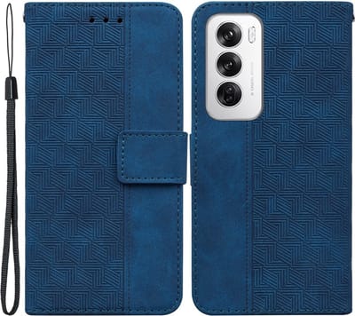 Coverup Hoesje - Geschikt voor OPPO Reno12 Hoesje - Coverup Geometric Book Case - Blauw