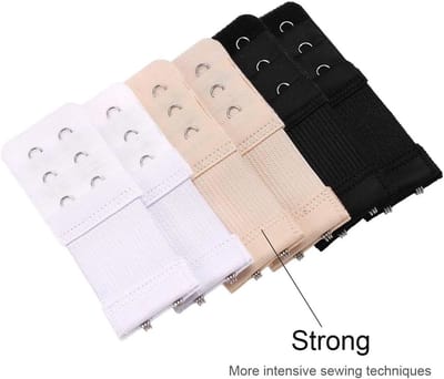 Beha verlengstuk - 6x - 2 Haaks - BH extender - Elastische Beha band verlengen - Rekbare Beha Verlenging - Beha Verlenger - BH clip - Comfortabele Elastische Beha Band voor Extra Ruimte en Ondersteuning - BH accessoires - Beige/zwart/wit