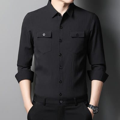 Herfst Nieuw Langmouwig Shirt Heren Koreaanse Stijl Effen Kleur Casual Werkshirt Katoen Losse Jas Heren Vest XXXXL