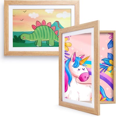 YOR® Wissellijst Kindertekening - Fotolijst - Luxe fotolijst voor kindertekeningen - Kunstlijst - Wissellijst – Tekeningen – A4 - Bruin - ‎34cm x 24cm x 30cm