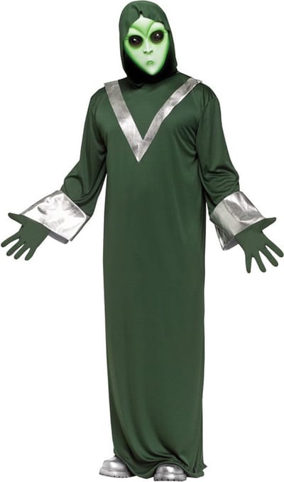 KIMU® Kostuum Alien Space Pak Met Masker - Buitenaards Wezen Halloween - Groen Ufo Ruimtewezen Intergalactisch Festival