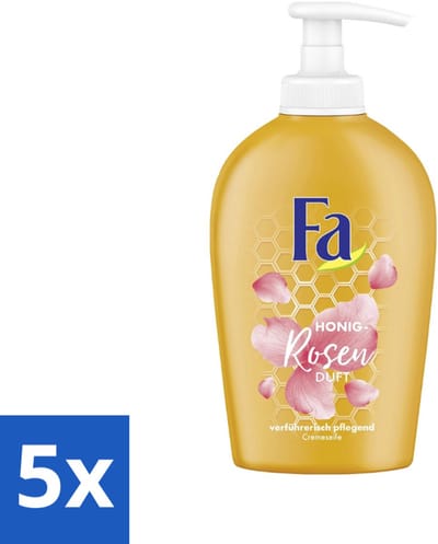 Fa - Handzeep - Honing & Rozen - Verzachtend & Verzorgend - 250 ml - Bulkverpakking - 5 stuks