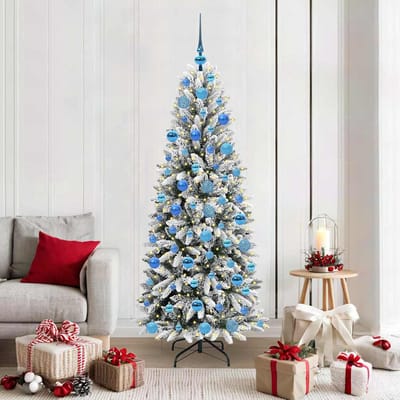 vidaXL - Kunstkerstboom - Wit - 180 - cm - PVC - en - plastic - en - staal - en - PE