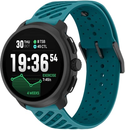 Strap-it Universele 22mm Siliconen Horlogeband Gestreept (Blauw) – Geschikt voor Suunto 5 Peak, 9 Peak, 9 Peak Pro, Vertical, Vertical 2, Race, Race S, Race 2, Run – Ademend & Comfortabel Horlogebandje