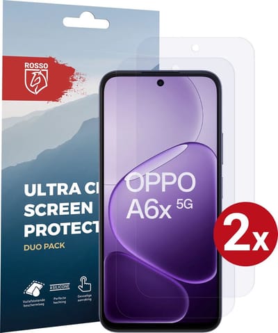 Rosso Screen Protector Geschikt voor Oppo A6x | Ultra Clear Duo Pack | TPU Folie | Case Friendly Beschermfolie | 2 Stuks