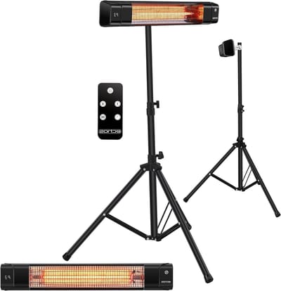 Terrasverwarmer - Infraroodstraler - Buiten verwarmen - Met afstandsbediening - Verstelbaar 180cm - Zwart