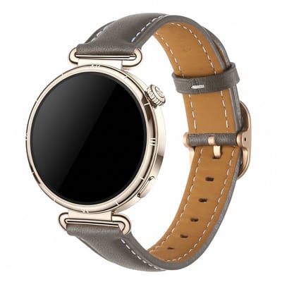 Leren bandje - geschikt voor Garmin Venu 2s / 3s / 4 (41mm) / Vivoactive 4s / Forerunner 255s / 265s - Huawei Watch GT 5 Pro - 42mm / GT 6 / GT 5 / GT 4 - 41mm - leer - grijs
