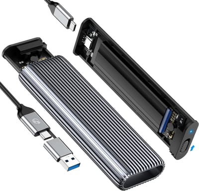 M.2 NVMe SSD Behuizing met 10Gbps USB 3.2, Toolless Adapter voor PCIe M-Key 2230/2242/2260/2280, Externe M2 Behuizing met UASP en Trim Ondersteuning