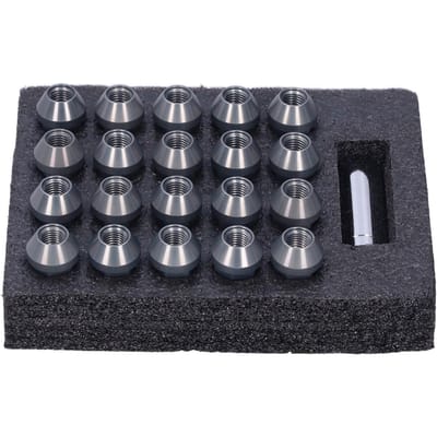 20 stuks Wielmoeren M12x1.5 Schroefdraad 2 inch Hoogte 7075 T6 Aluminium Anti-Corrosie Vergrendelende Wielmoeren(Titanium kleur ) grijze kleur