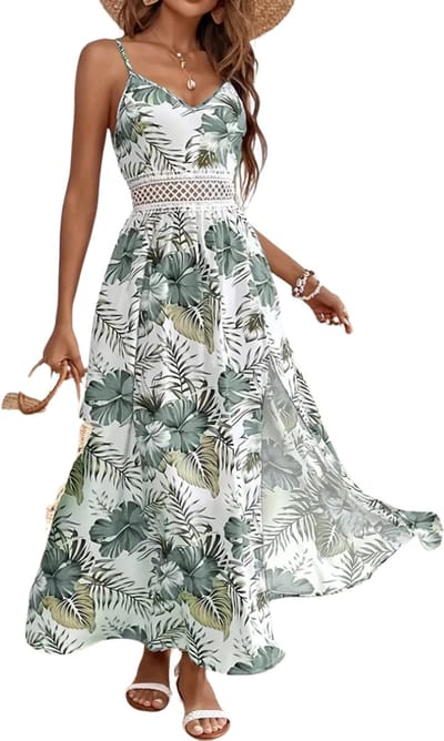 Livano Zomerjurk Dames - Zomerjurken - Volwassen - Jurk - Ibiza Stijl - Sundress - Groen - Maat S