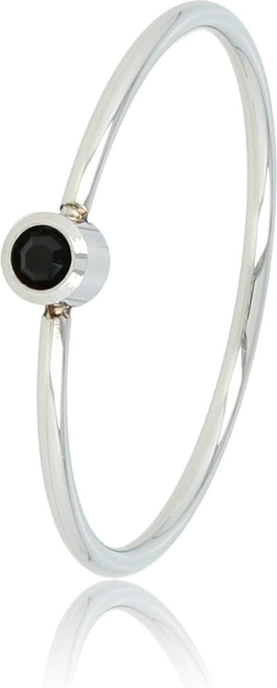 My Bendel - Betekenisring Zilverkleurig met Zwarte Steen - Zilverkleurige Aanschuifring - Zwart Zirkonia - Stainless Steel - met Luxe Cadeauverpakking | Sieraden Voor Dames | Maat 19.00 Mm / Maat 60