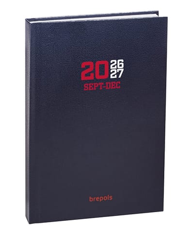 Brepols agenda 2026-2027 - A4 COLLEGE - Schoolagenda - 16 maanden - 1 week per 2 pagina's - Gekartonneerde omslag - Weekoverzicht - Blauw - 21 x 27 cm