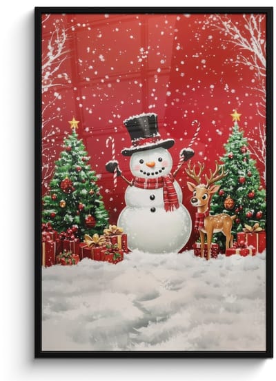 Poster in lijst - Fotolijst 80x120 cm - Posters - Feestvreugde - Winterbos - Kleurrijk - Posterlijst zwart - Decoratie - Wanddecoratie woonkamer - Muurdecoratie slaapkamer