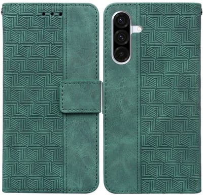 Coverup Hoesje - Geschikt voor Samsung Galaxy A36 / A56 Hoesje - Coverup Geometric Book Case - Groen