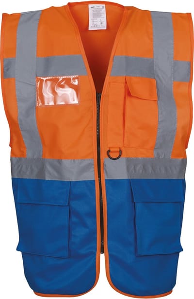 Yoko Signalisatie multifunctioneel executive vest YHVW801 - Hi Vis Orange / Royal Blue - S